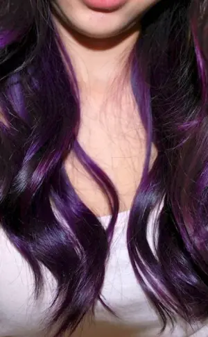 Nicole Ellers with purple hair