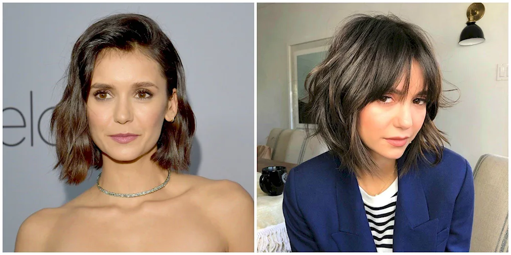 Nina Dobrev fringes curtain bangs