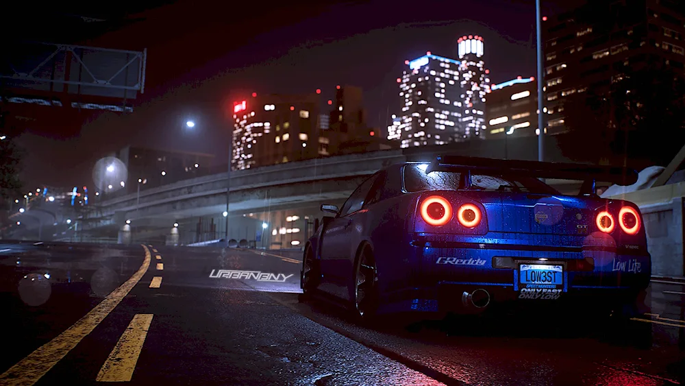 Nissan GTR In the nighttime city