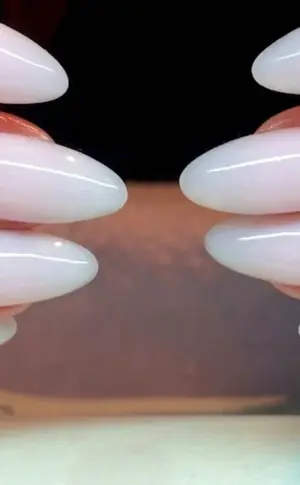 Nude manicure French almond