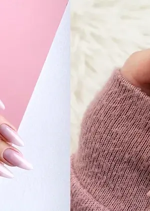 Nude almond manicure