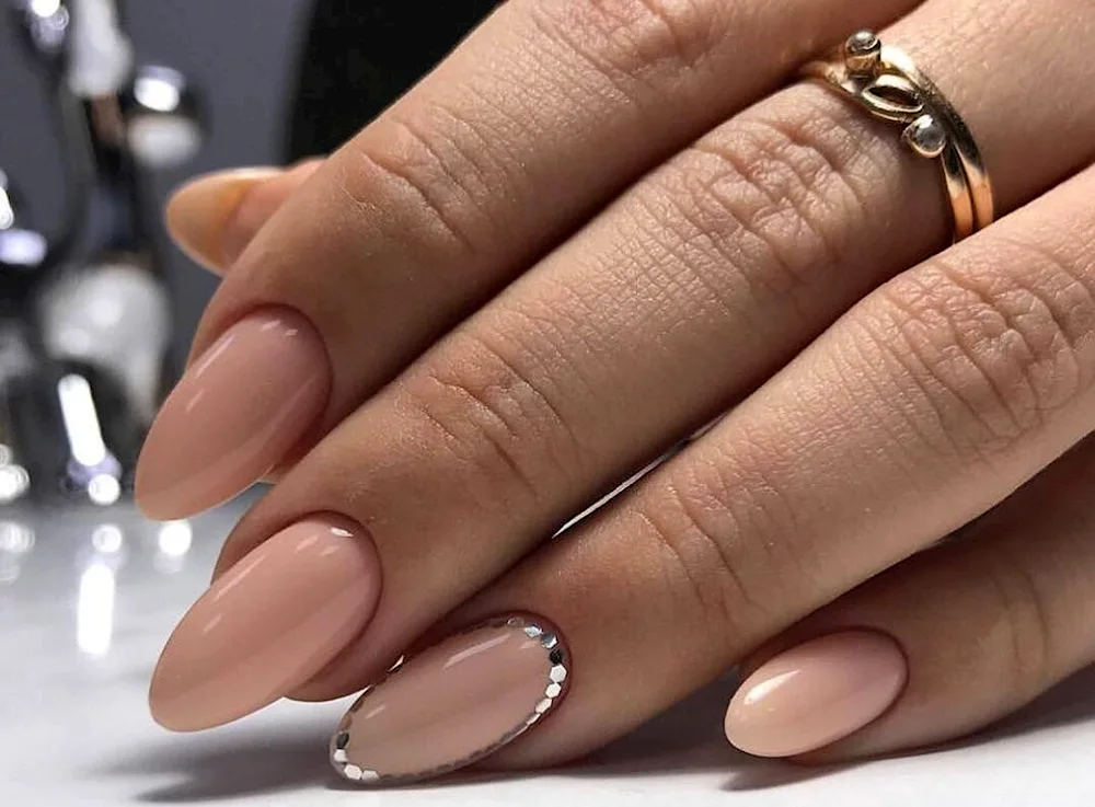 Nude manicure almond. manicure 2022 almond
