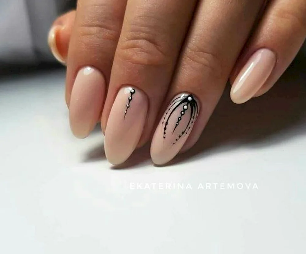 Nude almond manicure extension almond