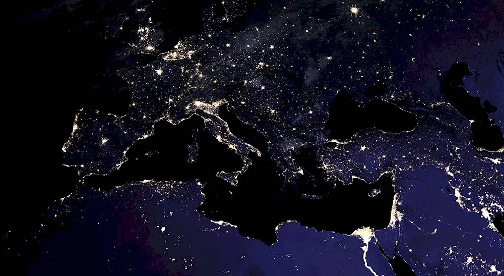 Europe from space at night