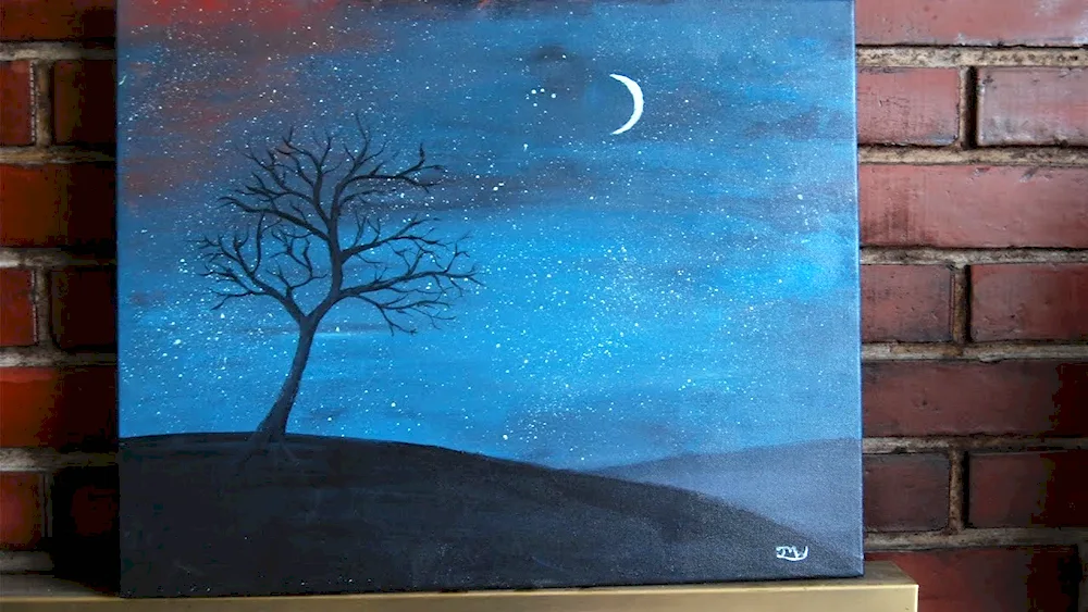Night Sky with gouache