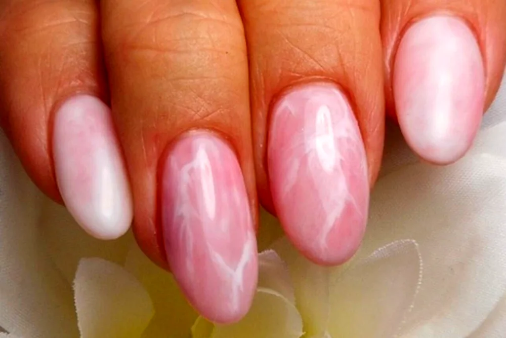 Pink quartz nails