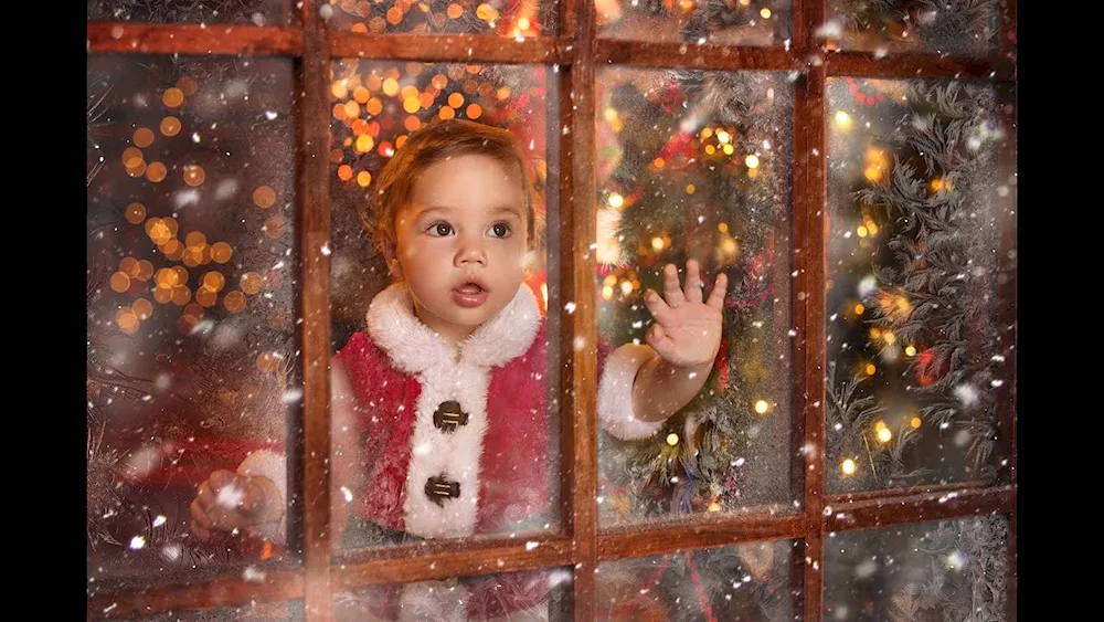 Child in New Year's cap