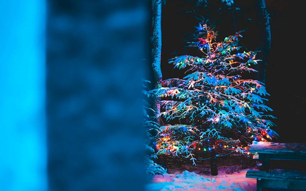 New Year's tree with garland