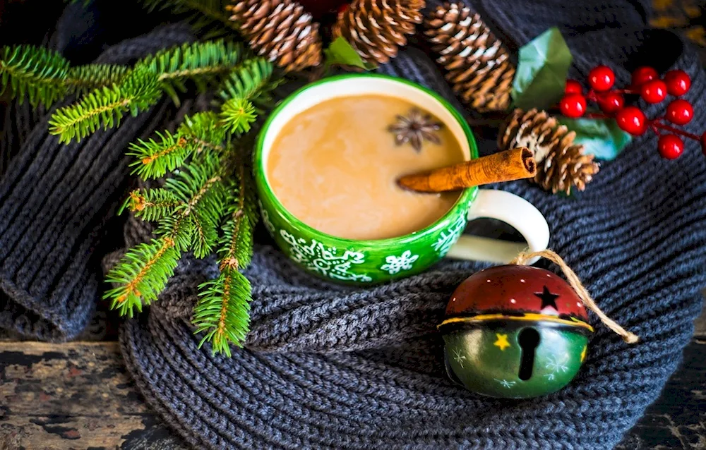 Winter mug with marshmallows.