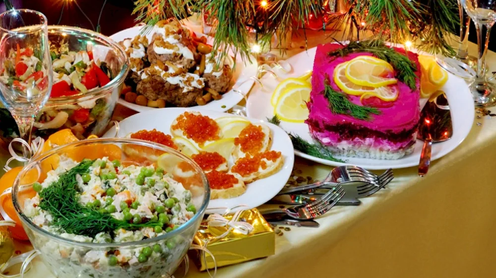 New Year's table dishes