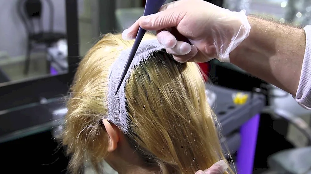 Hair colouring in a salon