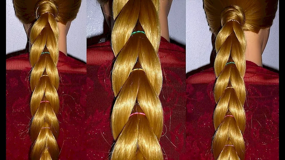 Voluminous braids with elastic bands