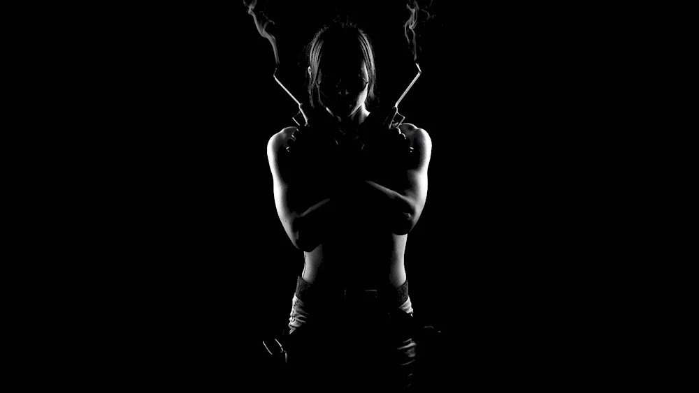 Girl desktop wallpaper on black background