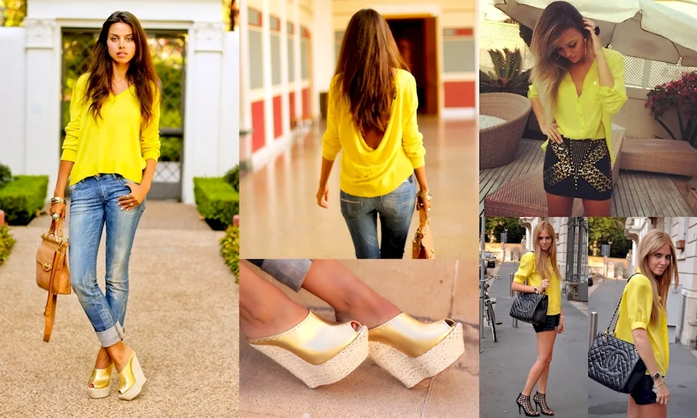 A look with yellow shoes