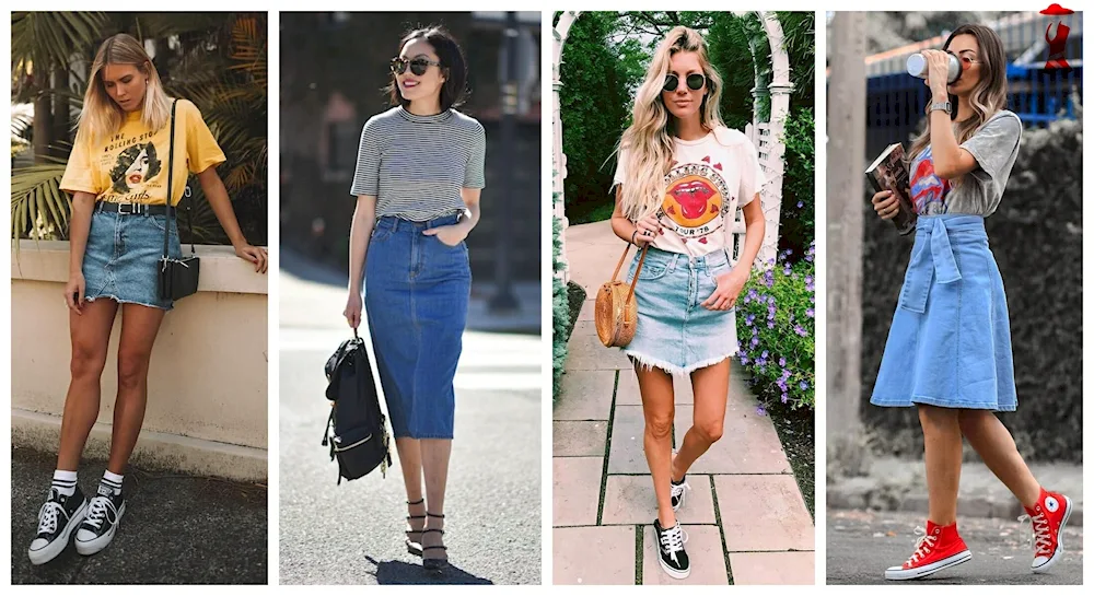 Overshirts with denim skirt