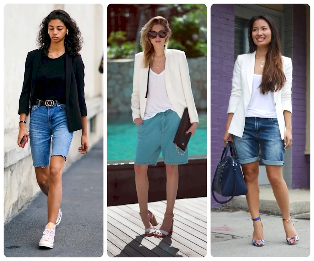 Images with denim bermuda shorts