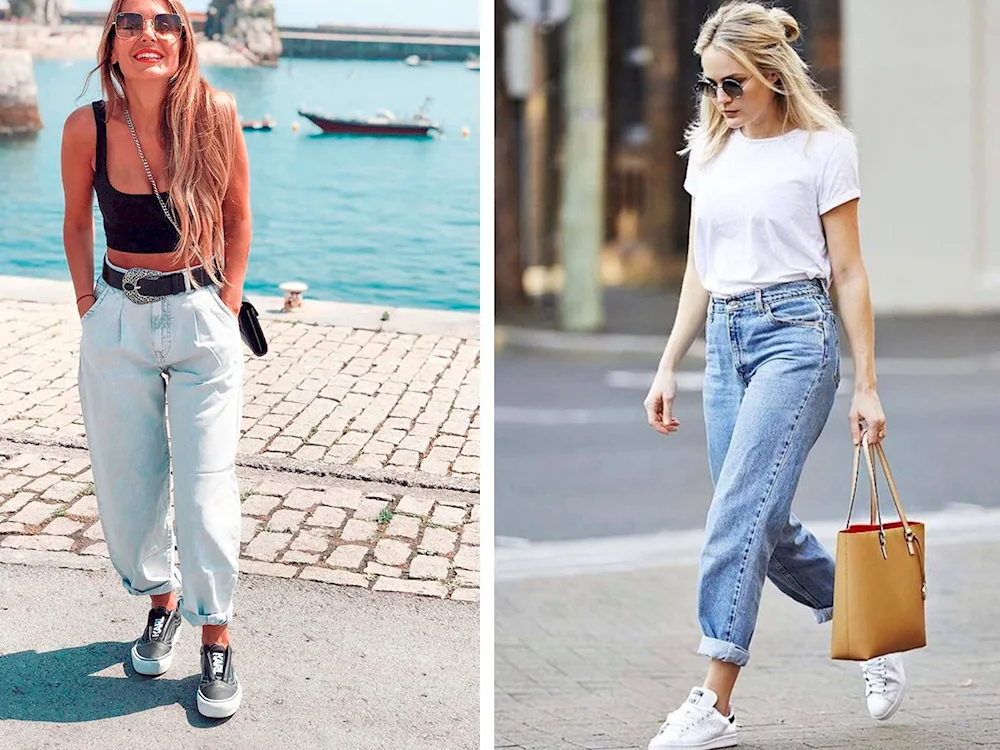 Slouchy jeans with rolled jeans