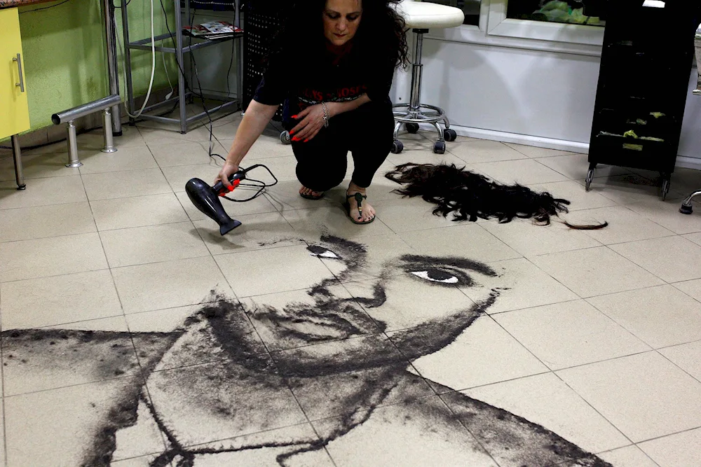 Cut hair on the floor