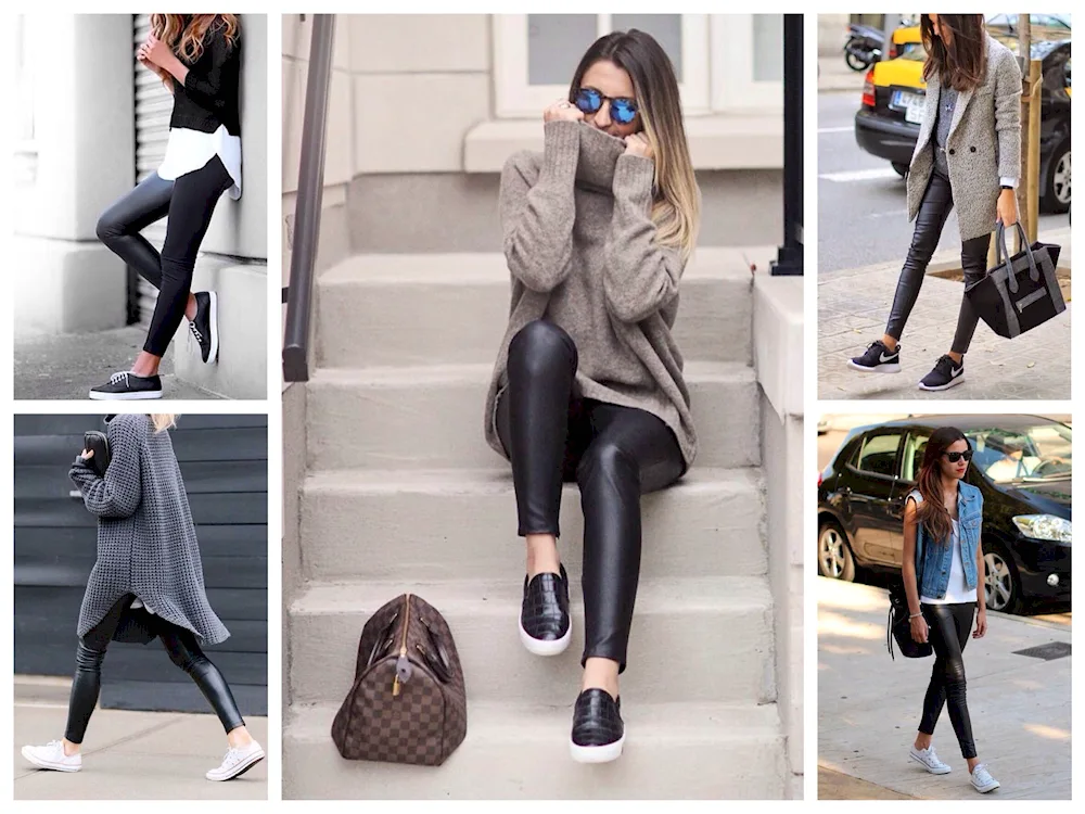 Shoes with leather leggings