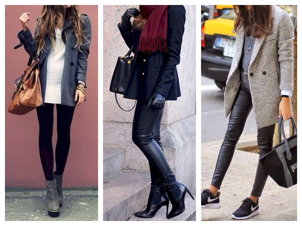 Shoes with leather leggings