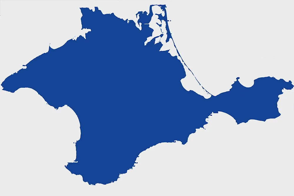 Crimean Peninsula on contour map