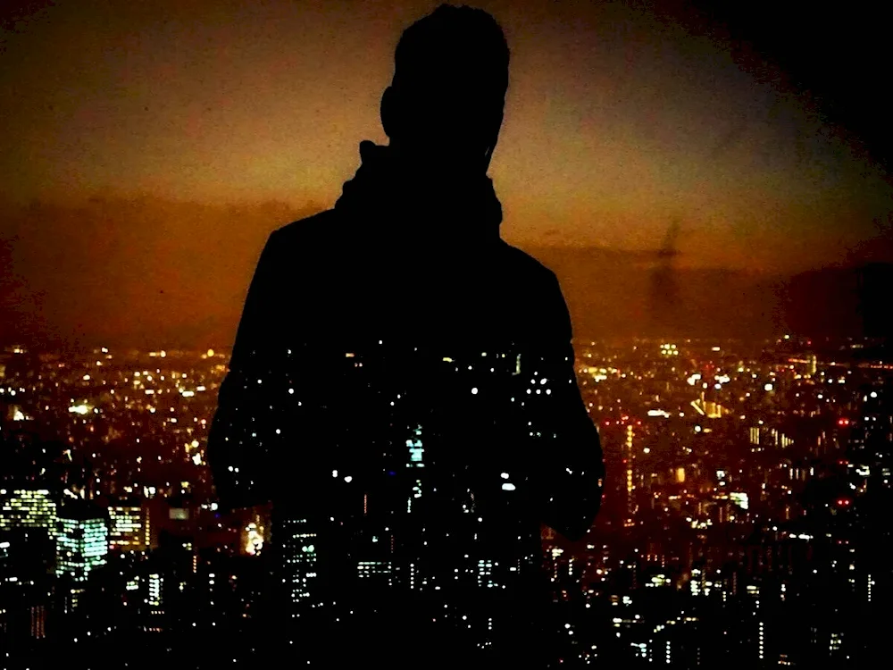 A man under the moon