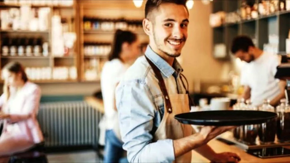 Waiter on white background