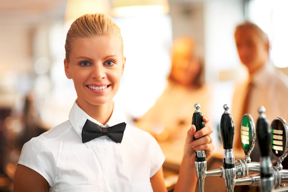 Waiter's hairstyle with plate