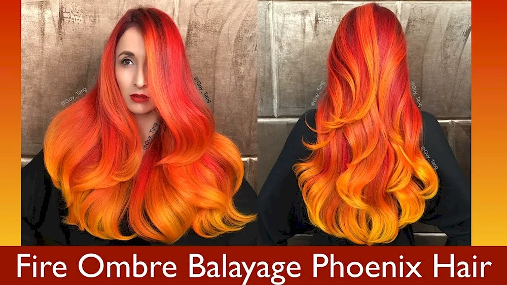 Fiery red balayage