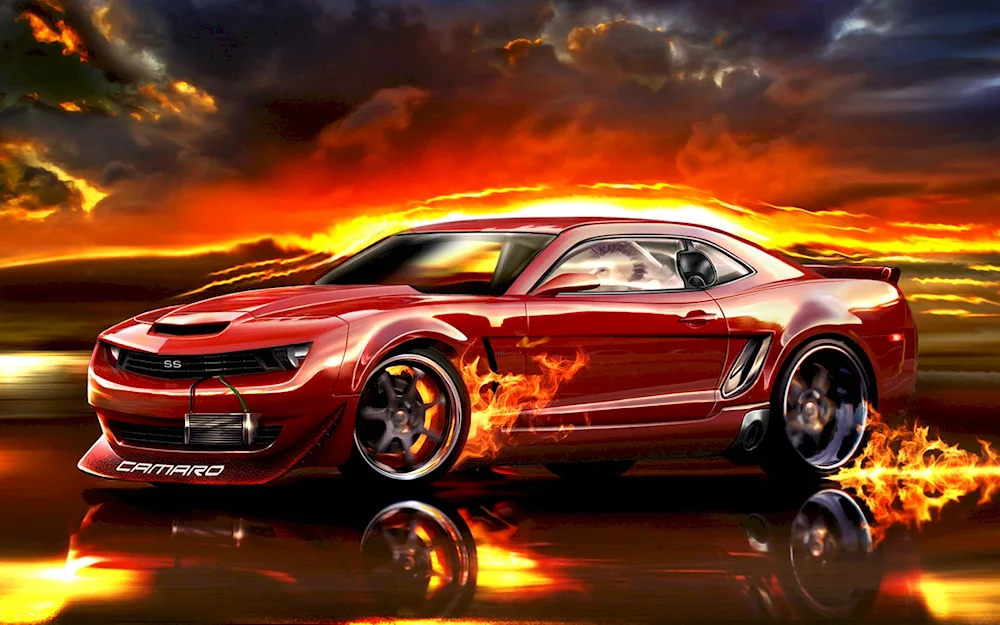 Fiery Chevrolet Camaro