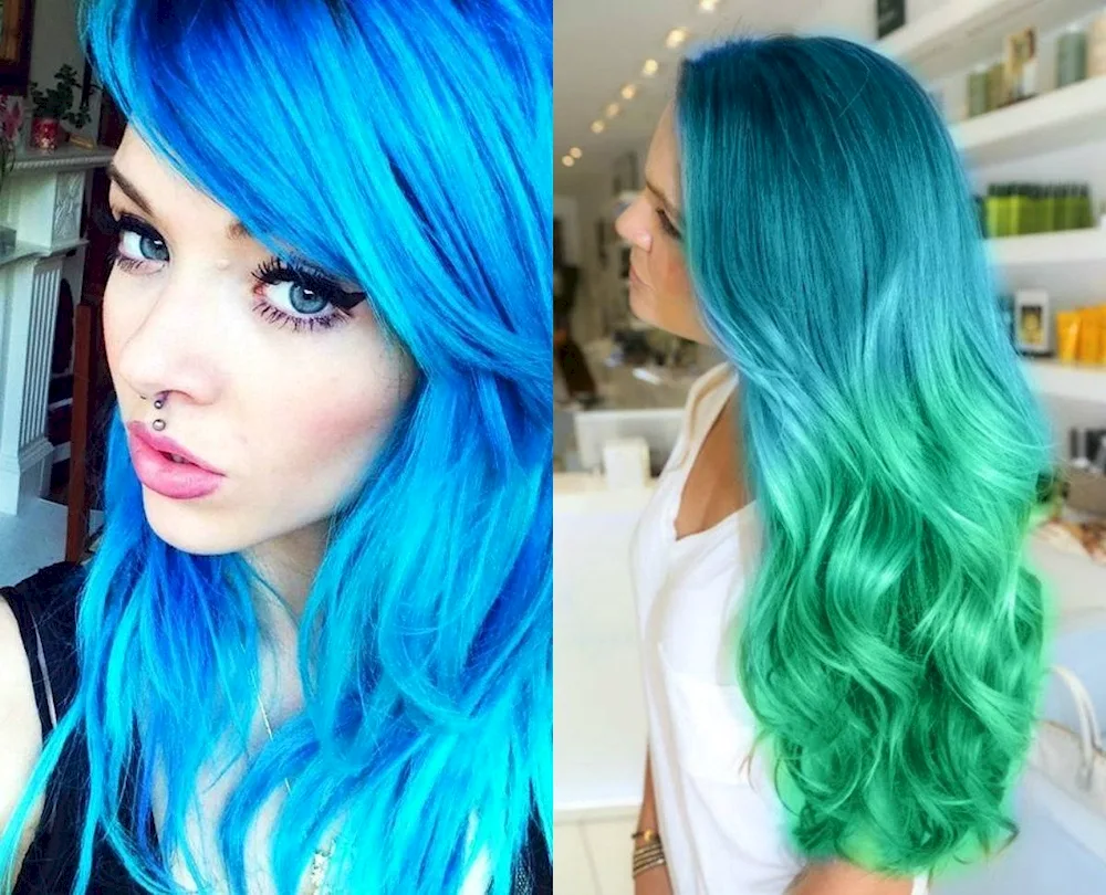 Dyed hair blue