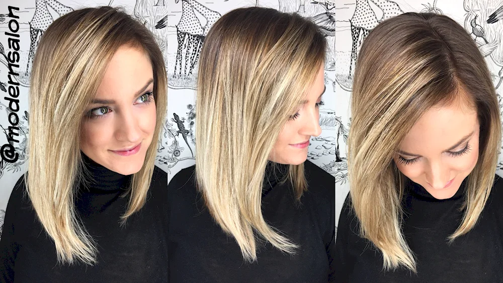 Balayage ombré shatouche shades on a bob