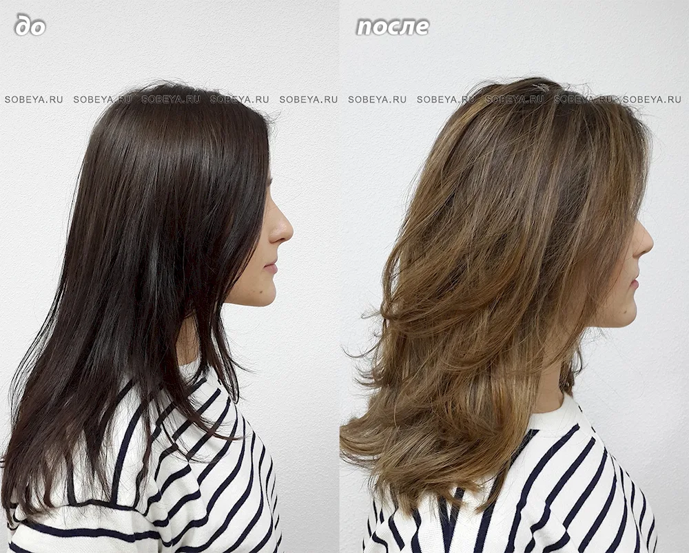 Colouring to give volume to thin hair
