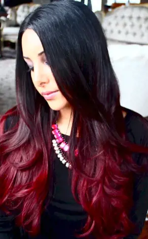 Dark hair colouring on long dark hair