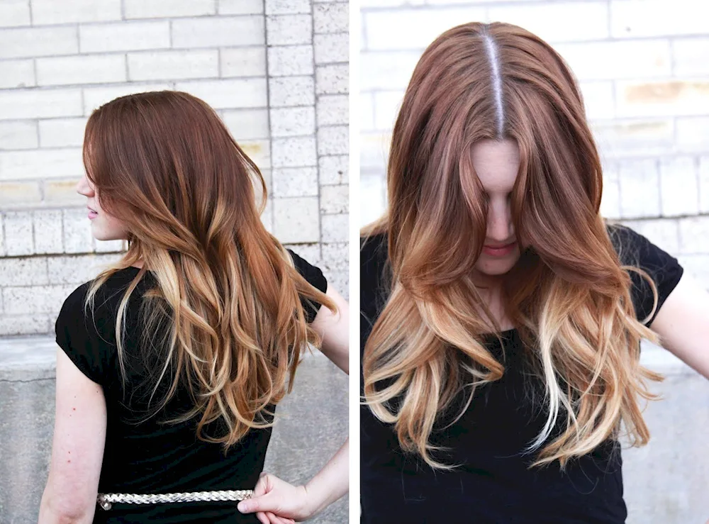 Ombré hair colouring on dark hair