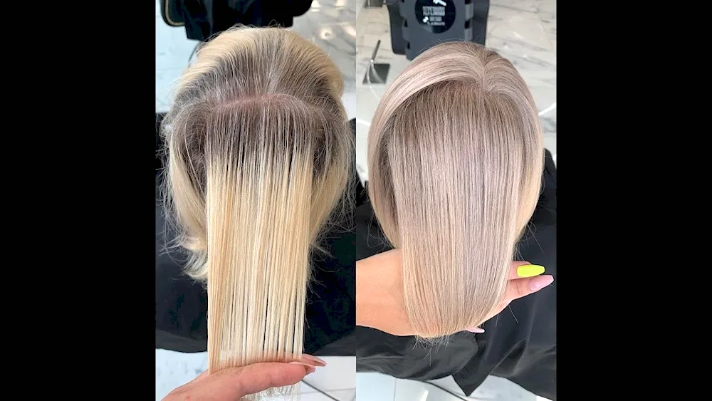 Shatush balayage ash blonde colouring.