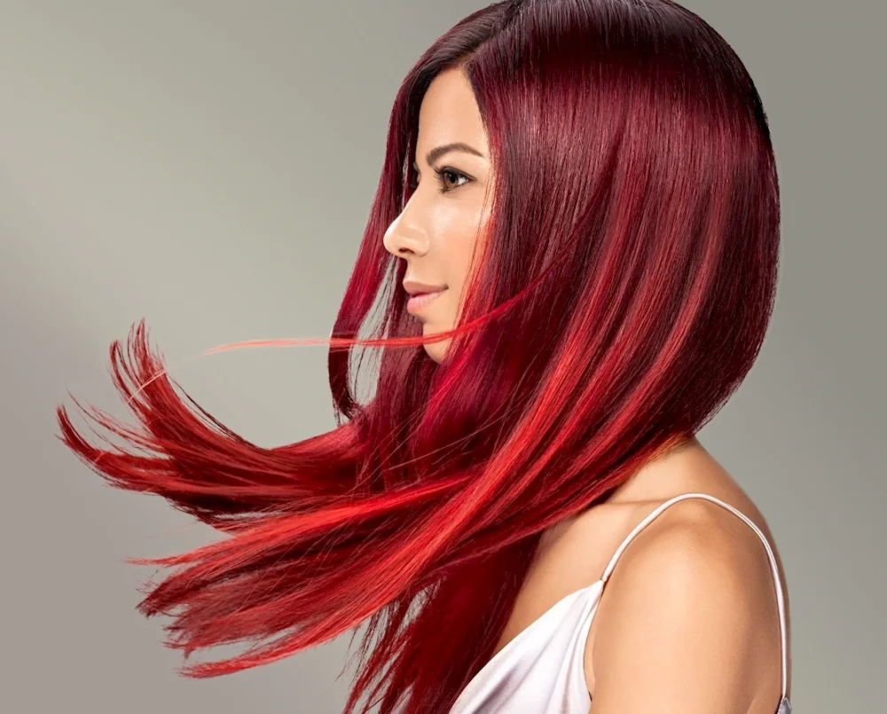 Red colouring on dark hair