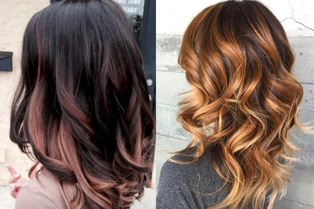 Balayage hair colouring on dark hair
