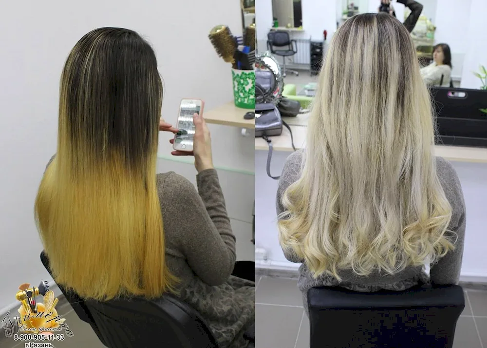 Hair colouring before and after