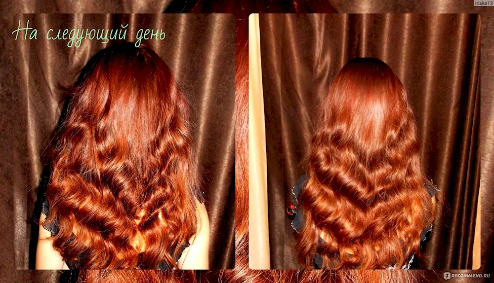 Hair dyeing with henna before and after