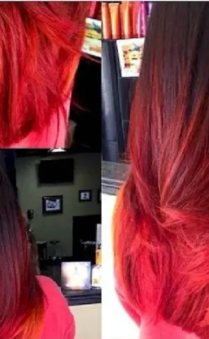 Hair colouring ombré red