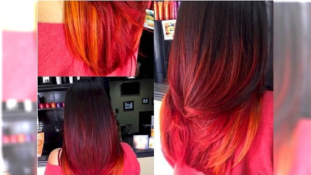 Hair colouring ombré red