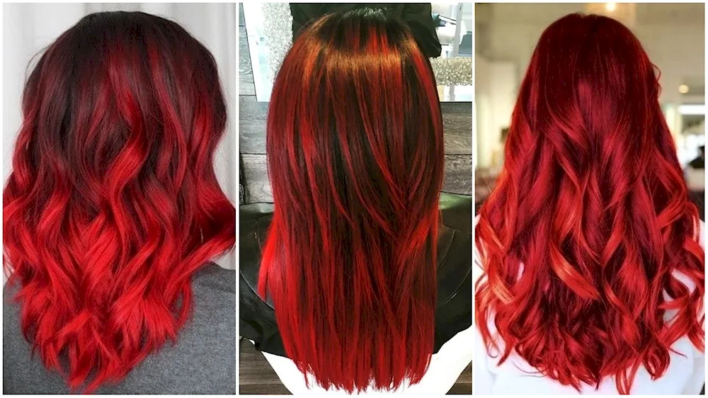 Red ombré on dark hair