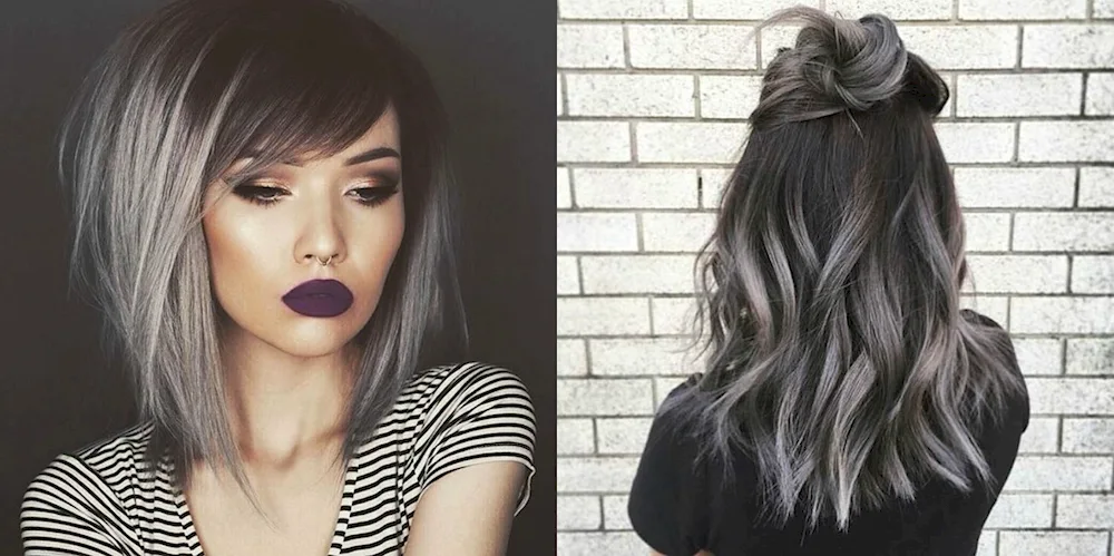 Dark grey hair colouring