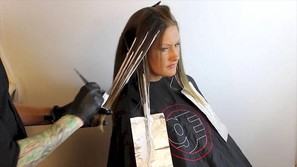 Balayage hair colouring technique