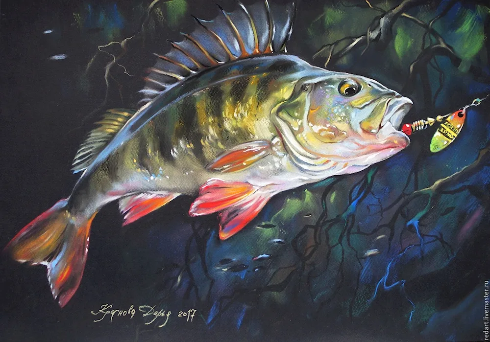 Chinese Gohua fish painting