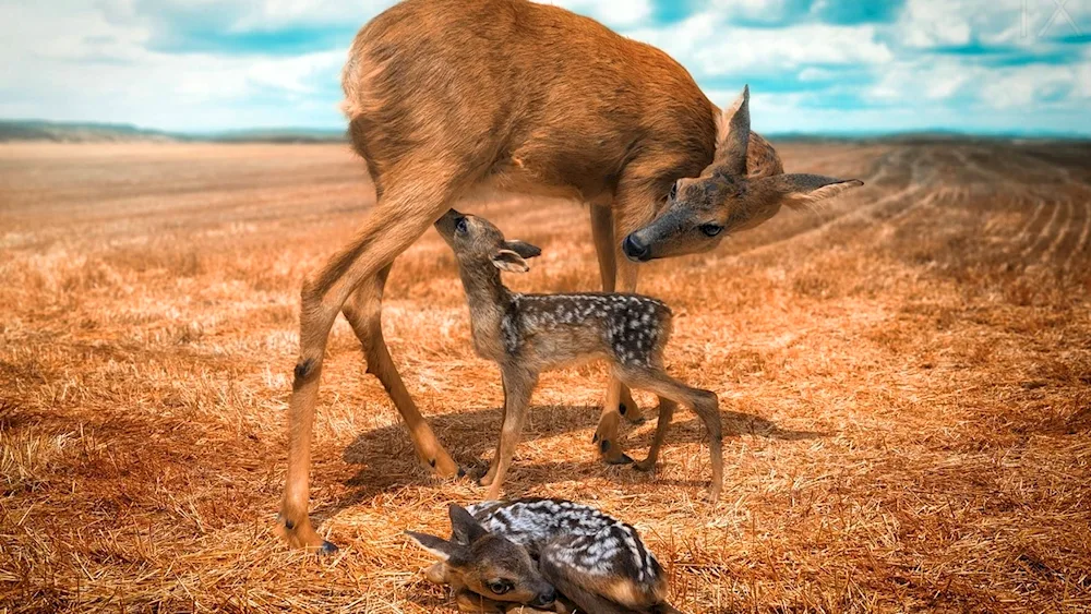 Deer and fawn