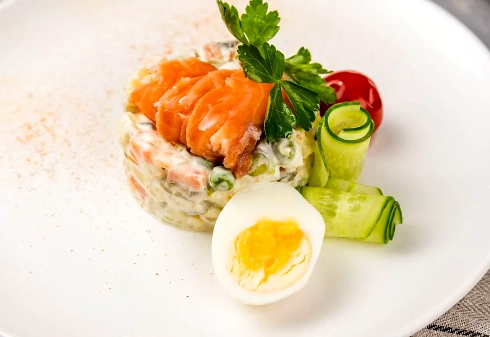 Olivier with lightly salted salmon