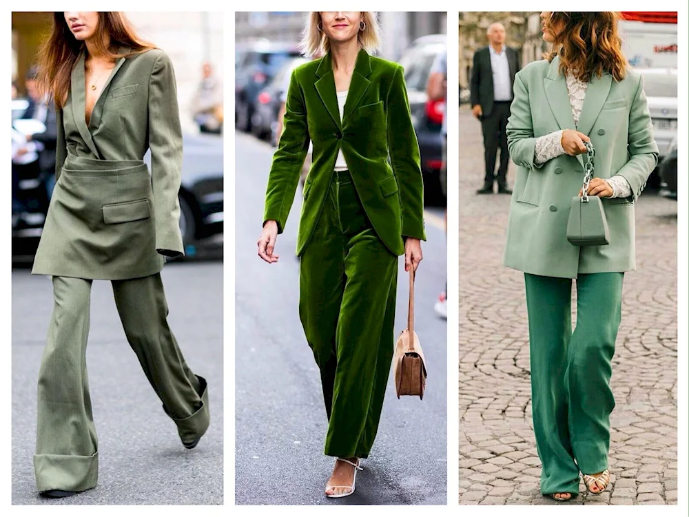 Olive trouser suit