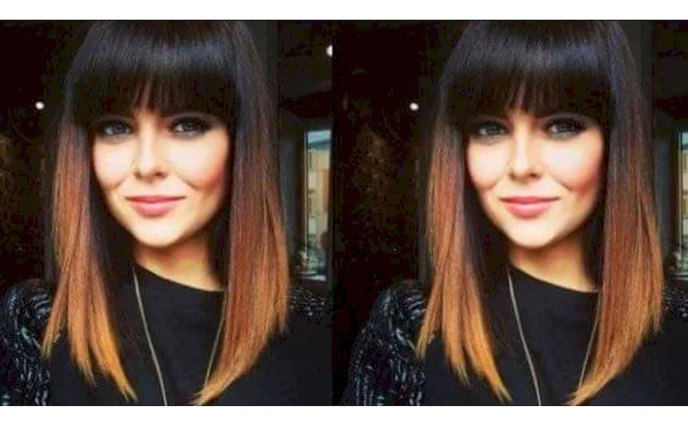 Ombre to medium hair with bangs
